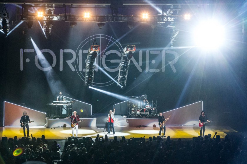 Foreigner performing at Starlight Theatre in Kansas City, Missouri on July 17, 2018