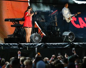 Camila Cabello performing at Taylor Swift's Reputation Tour concert at Arrowhead Stadium on September 8, 2018