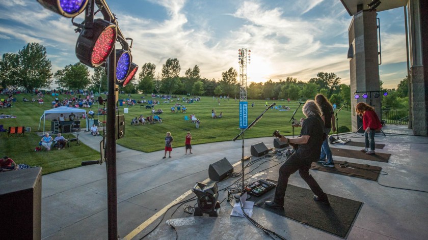 The band Switch performing during the annual Kearney Fireworks Celebration at the Kearney Amphitheater on July 3, 2019.
