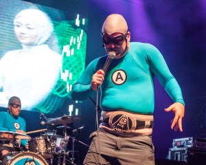 The M.C. Bat Commander (Christian Jacobs), lead vocalist of The Aquabats
