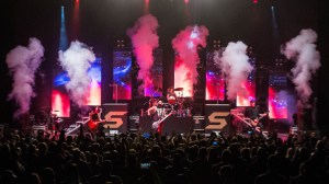 Skillet performing at the Arvest Bank Theatre at The Midland in Kansas City, Missouri on October 11, 2019