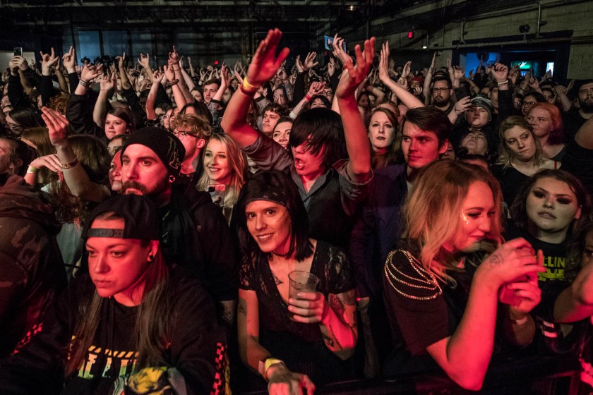 Fans enjoying the Escape the Fate performance
