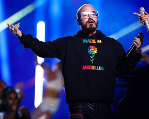 J Balvin during the Super Bowl LIV halftime show