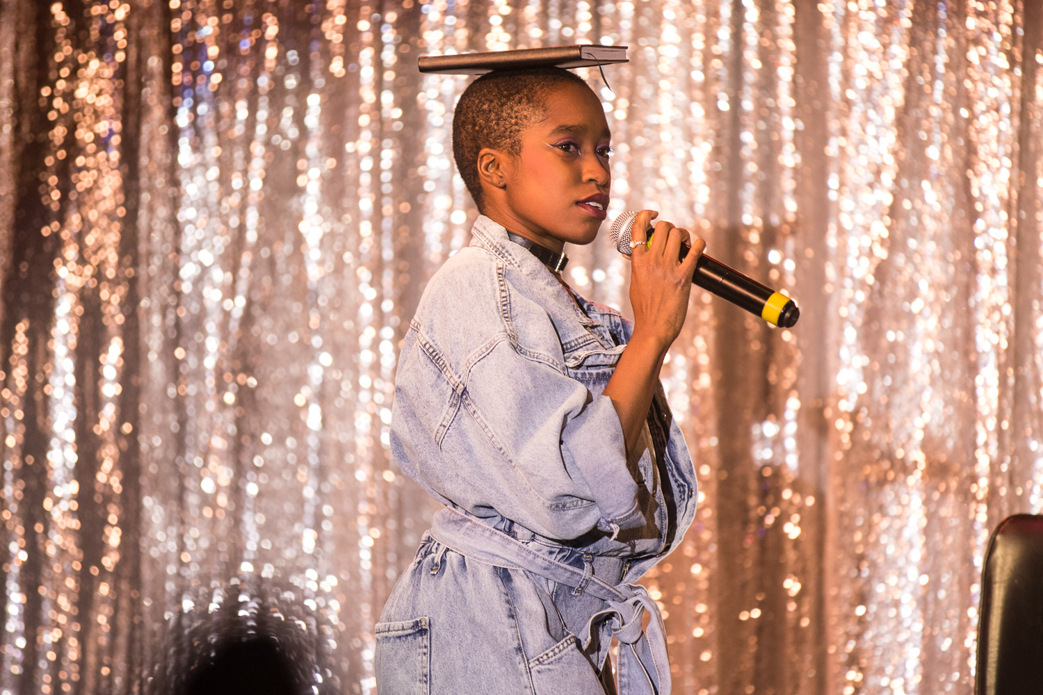 Comedian Ameerah Sanders during the Comedy Cabaret at Missie B's in Kansas City, MO on June 29, 2021