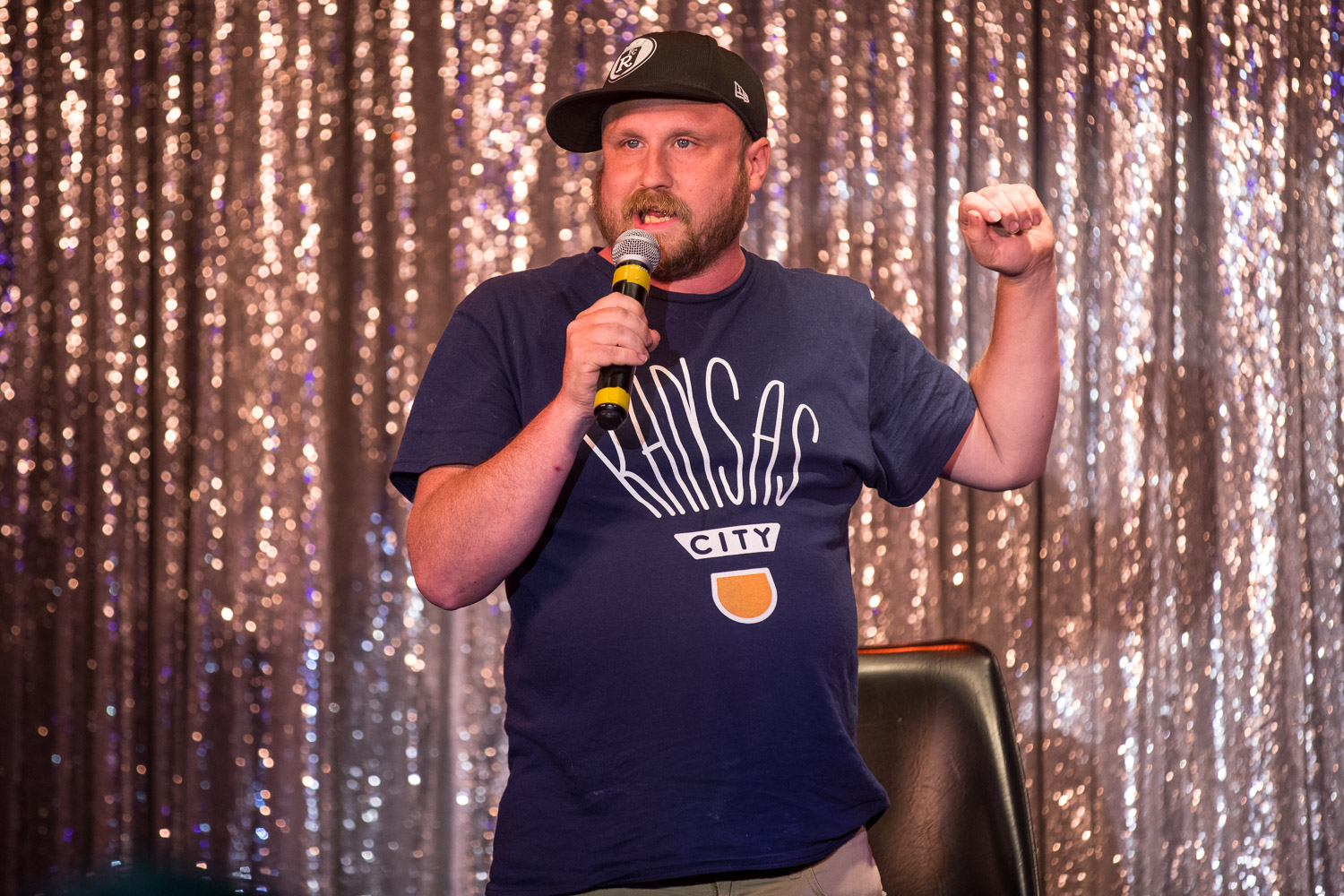 Comedian Kyle Hopkins during the Comedy Cabaret at Missie B's in Kansas City, MO on June 29, 2021