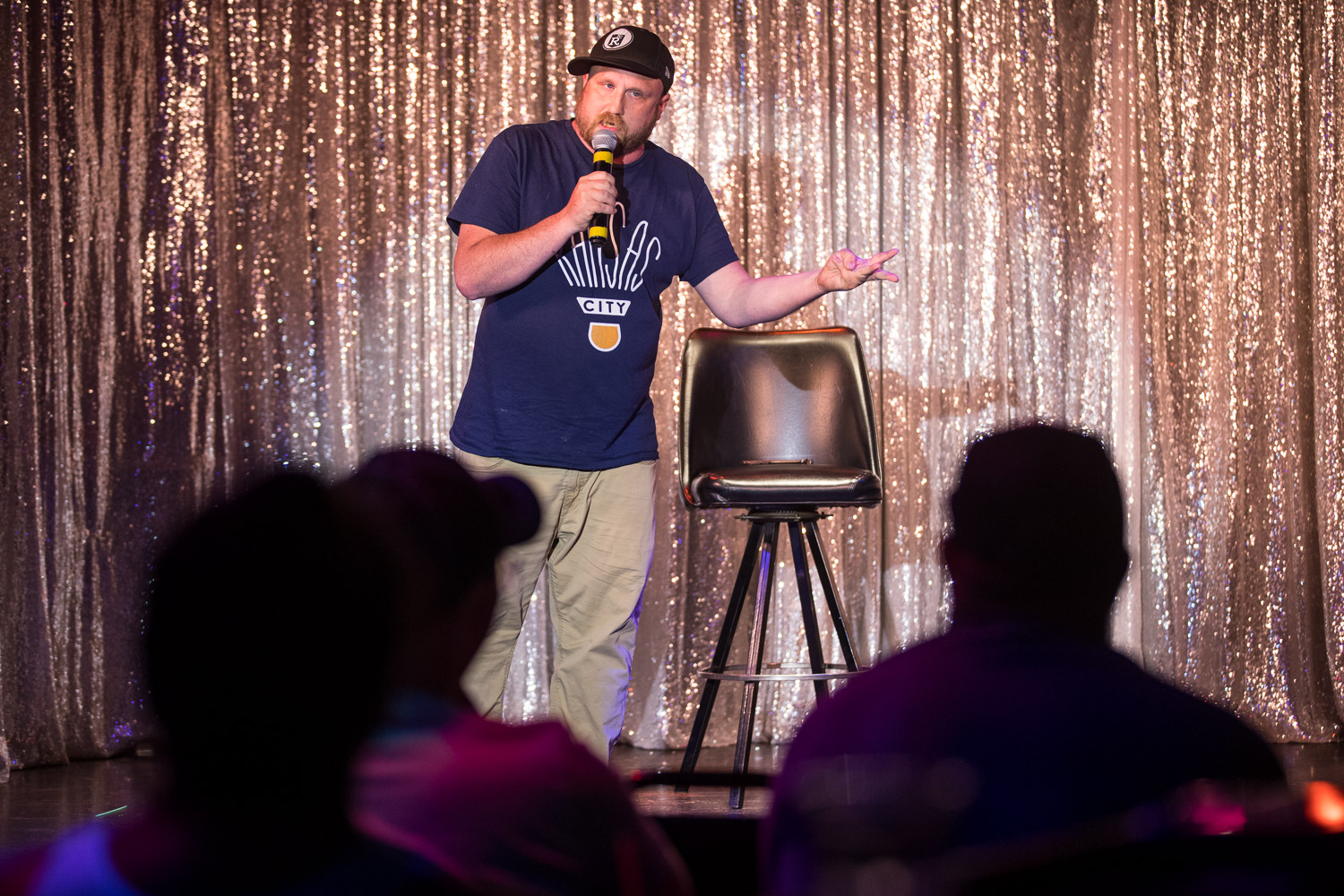 Comedian Kyle Hopkins during the Comedy Cabaret at Missie B's in Kansas City, MO on June 29, 2021