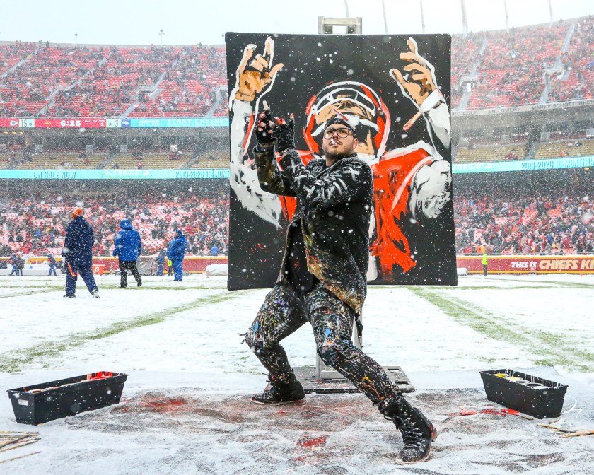 Speed painter David Garibaldi during the NFL football game between the Kansas City Chiefs and the Denver Broncos at Arrowhead Stadium on December 15, 2019