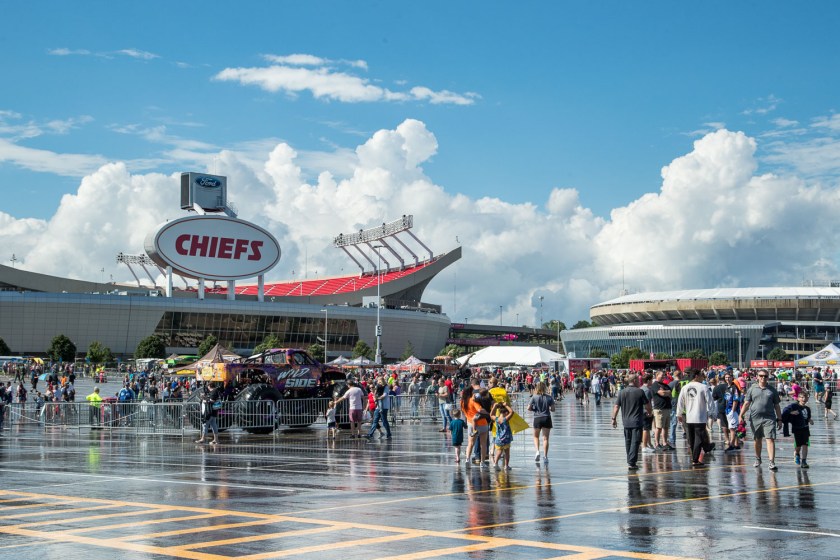 Fans enjoying the Monster Jam Pit Party prior to the main event at GEHA Field at Arrowhead on Saturday evening, June 26, 2021.