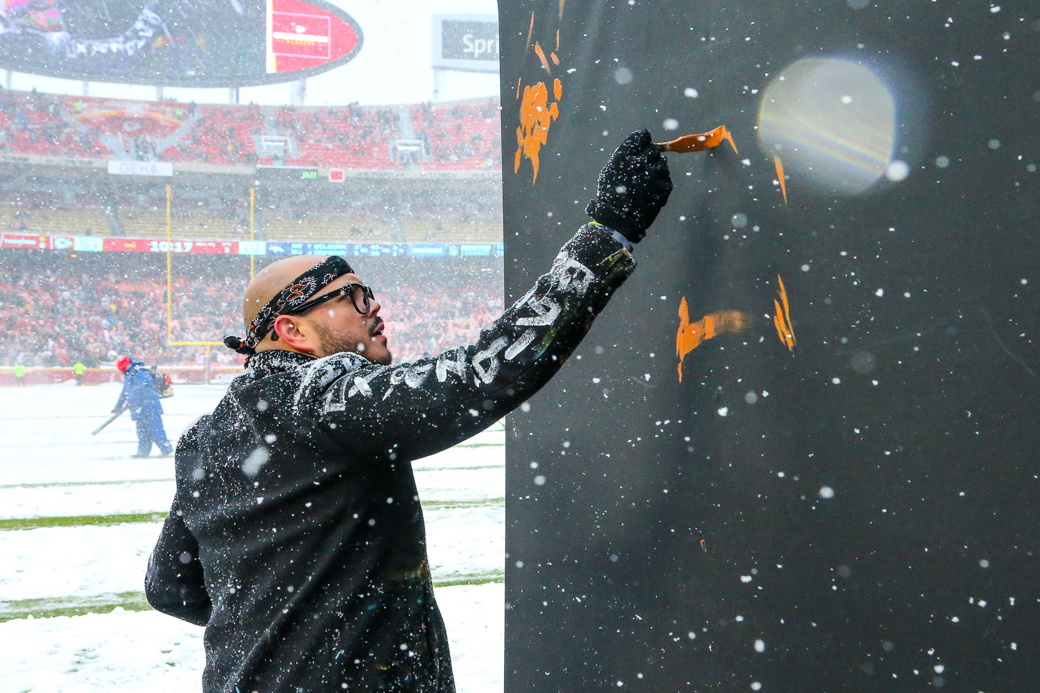 Speed painter David Garibaldi during the NFL football game between the Kansas City Chiefs and the Denver Broncos at Arrowhead Stadium on December 15, 2019