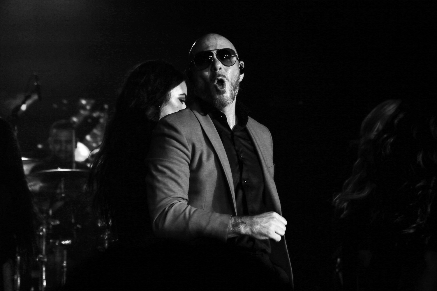 Pitbull performing at the Kansas City Chiefs Super Bowl LIV afterparty in Miami, Florida on February 3, 2021