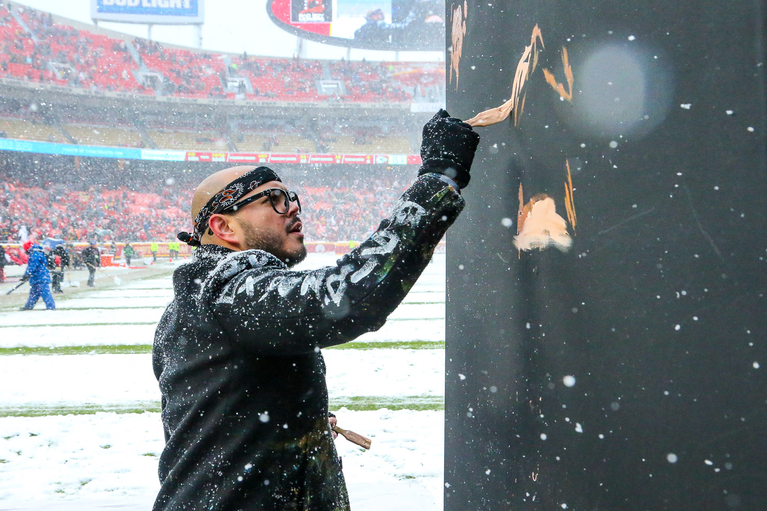 Speed painter David Garibaldi during the NFL football game between the Kansas City Chiefs and the Denver Broncos at Arrowhead Stadium on December 15, 2019
