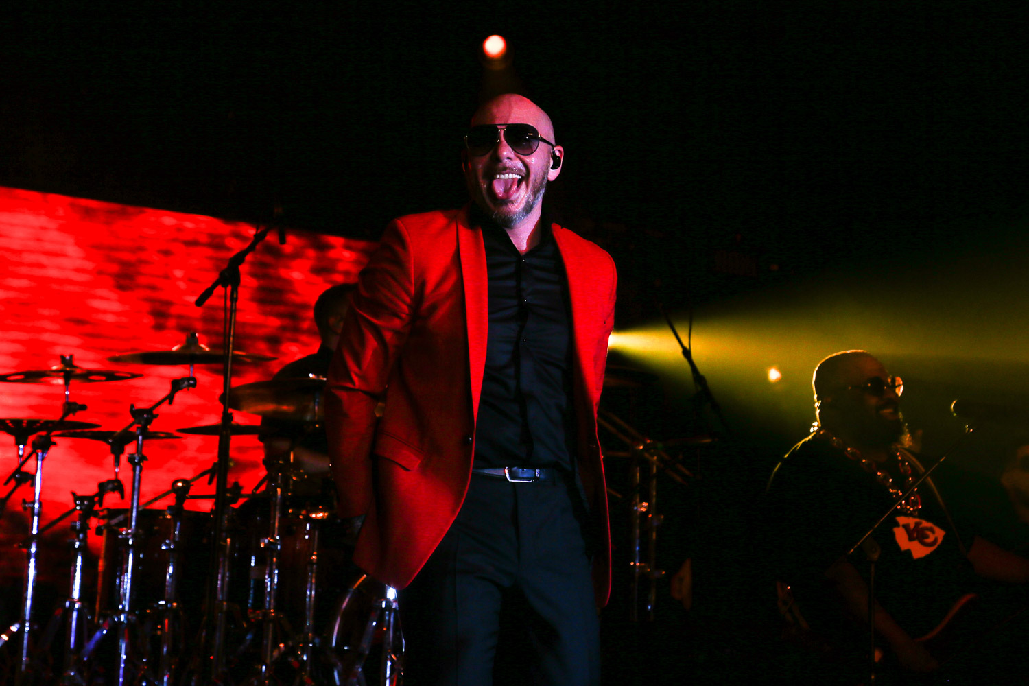 Pitbull performing at the Kansas City Chiefs Super Bowl LIV afterparty in Miami, Florida on February 3, 2021