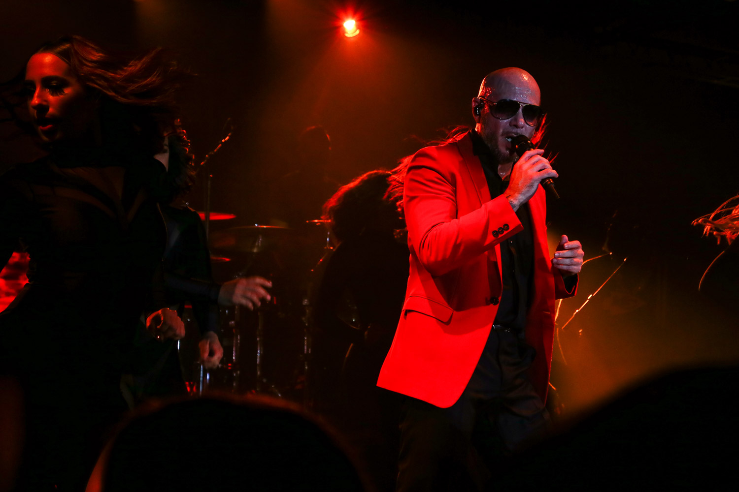 Pitbull performing at the Kansas City Chiefs Super Bowl LIV afterparty in Miami, Florida on February 3, 2021