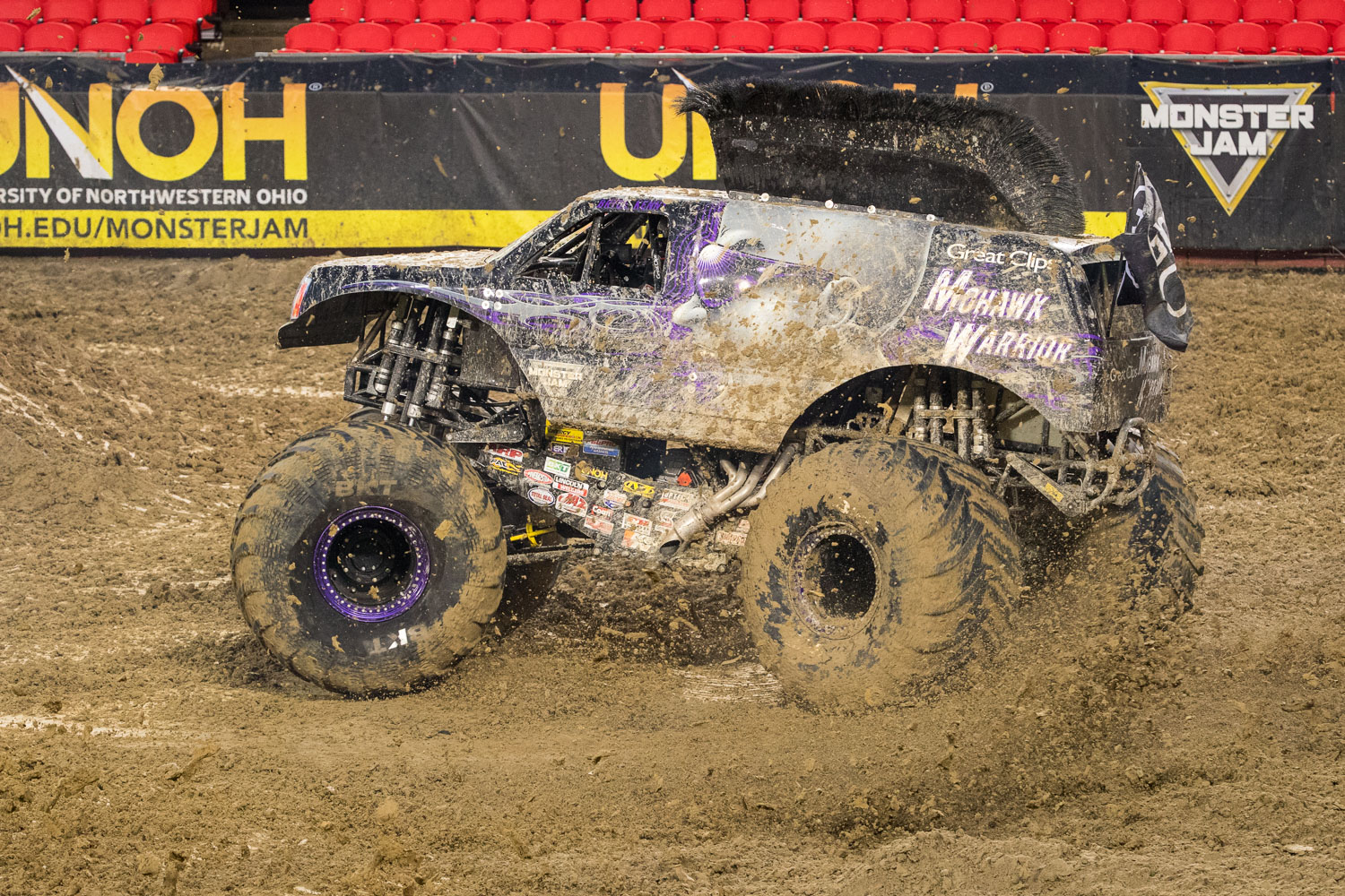 Great Clips Mohawk Warrior, driven by Bryce Kenny during Monster Jam at GEHA Field at Arrowhead on Saturday evening, June 26, 2021.