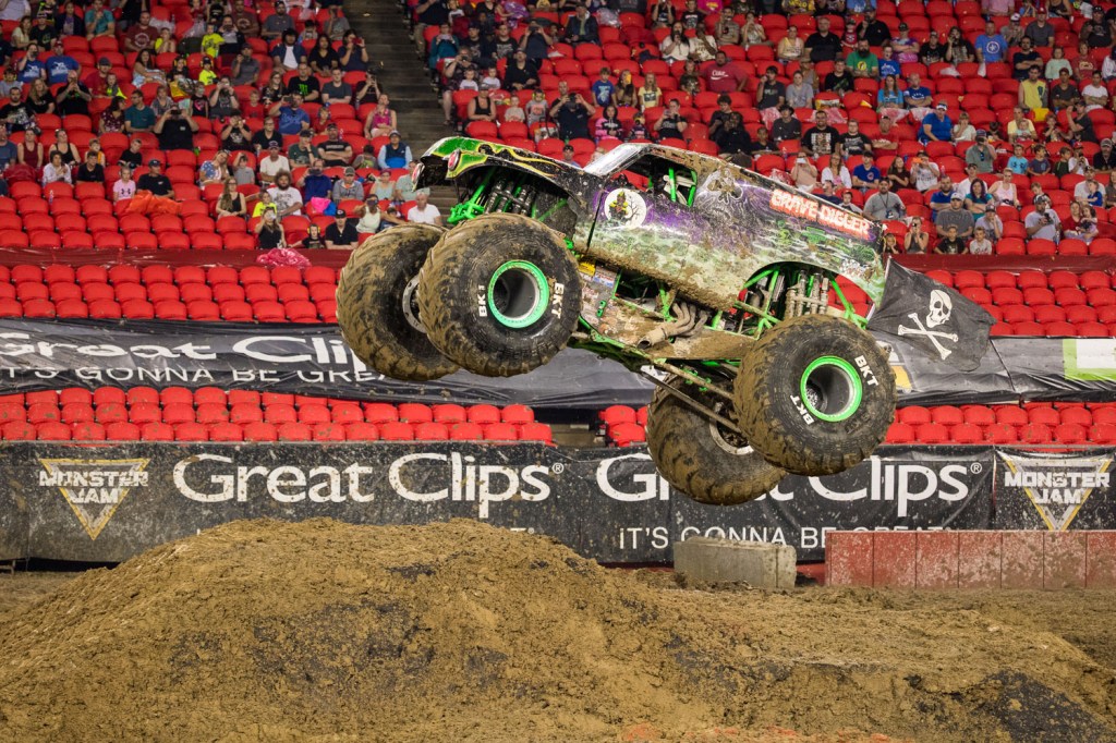 Gravedigger, driven by Adam Anderson during Monster Jam at GEHA Field at Arrowhead on Saturday evening, June 26, 2021.