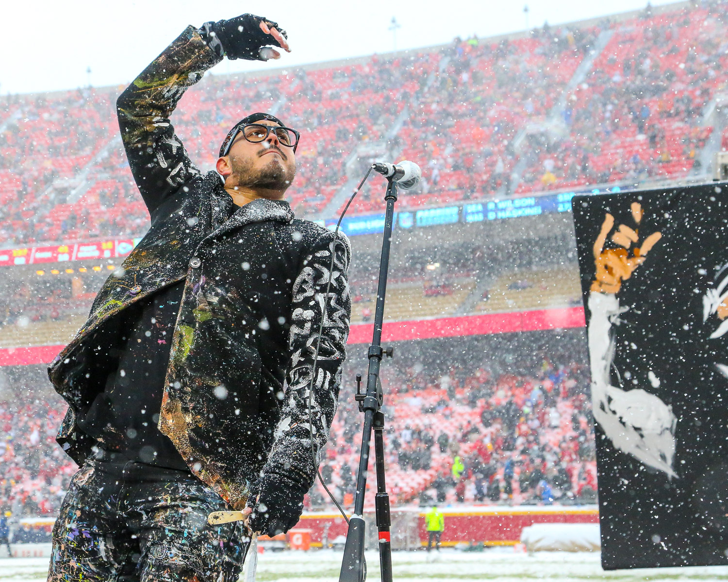 Speed painter David Garibaldi during the NFL football game between the Kansas City Chiefs and the Denver Broncos at Arrowhead Stadium on December 15, 2019