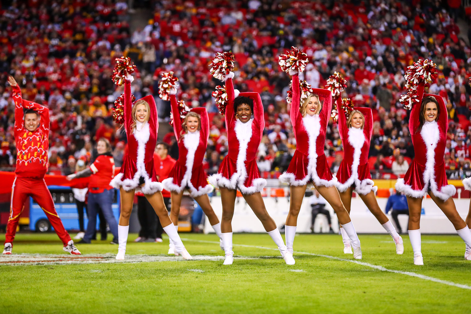 Kansas City Chiefs cheerleader during an NFL football game against the Pittsburgh Steelers, Sunday, December 26, 2021 in Kansas City.