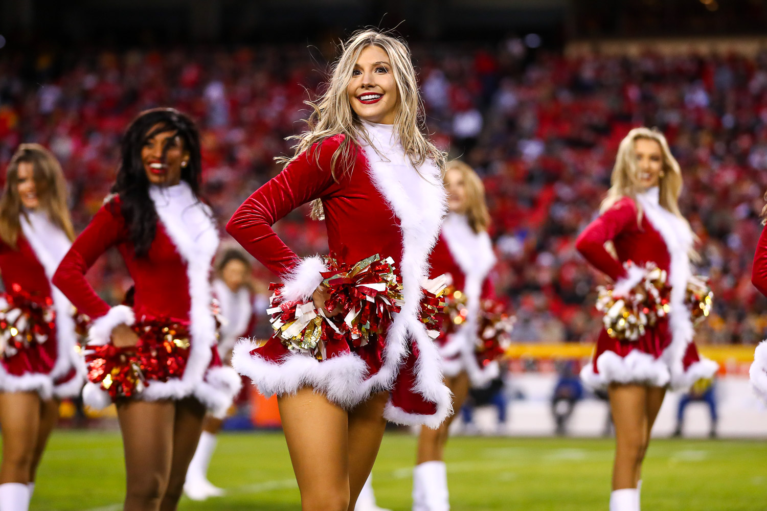 Kansas City Chiefs cheerleaders during an NFL football game against the Pittsburgh Steelers, Sunday, December 26, 2021 in Kansas City.