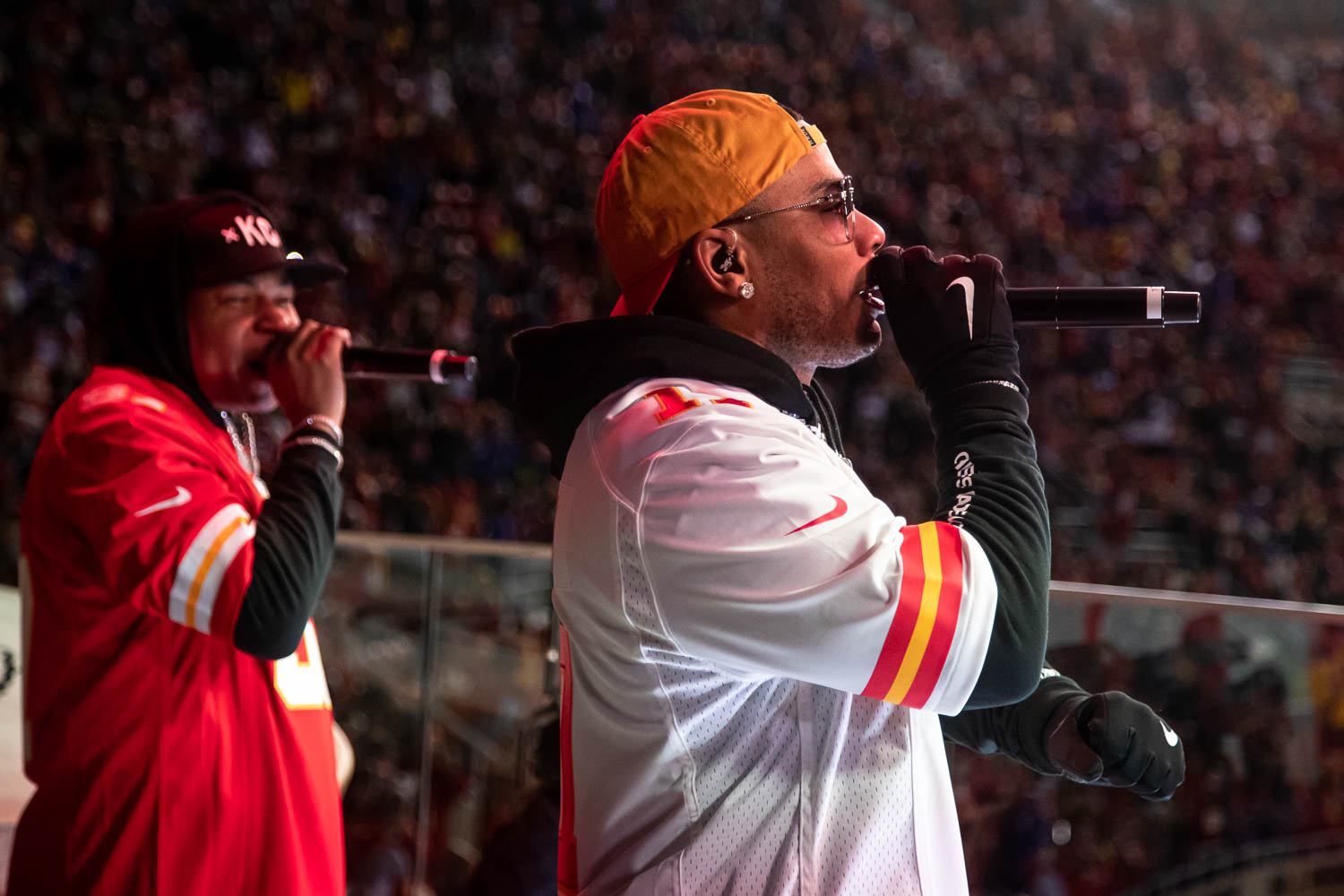 Nelly performing at halftime during the divisional playoff football game between the Kansas City Chiefs and the Buffalo Bills, Sunday, January 23, 2022 in Kansas City.