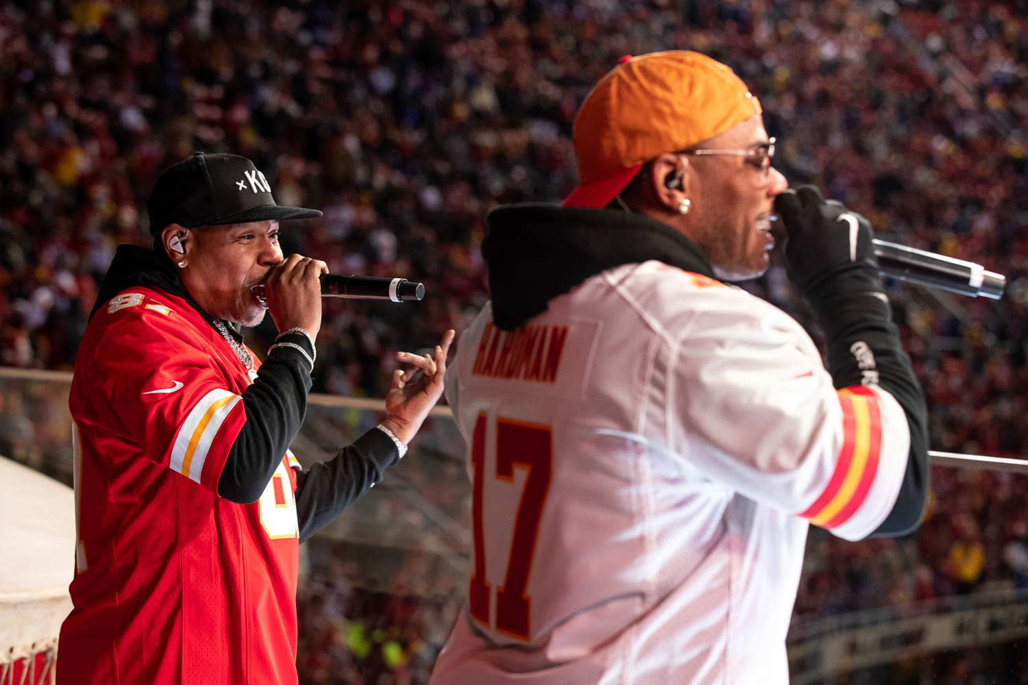 City Spud performing with Nelly at halftime during the divisional playoff football game between the Kansas City Chiefs and the Buffalo Bills, Sunday, January 23, 2022 in Kansas City.