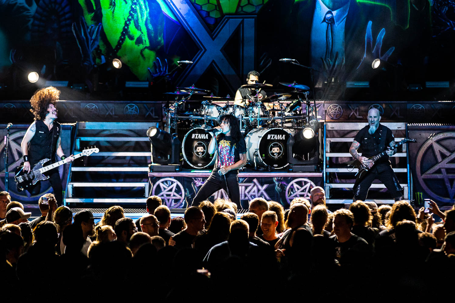 Anthrax performing at The Midland Theatre in Kansas City, Missouri on August 2, 2022