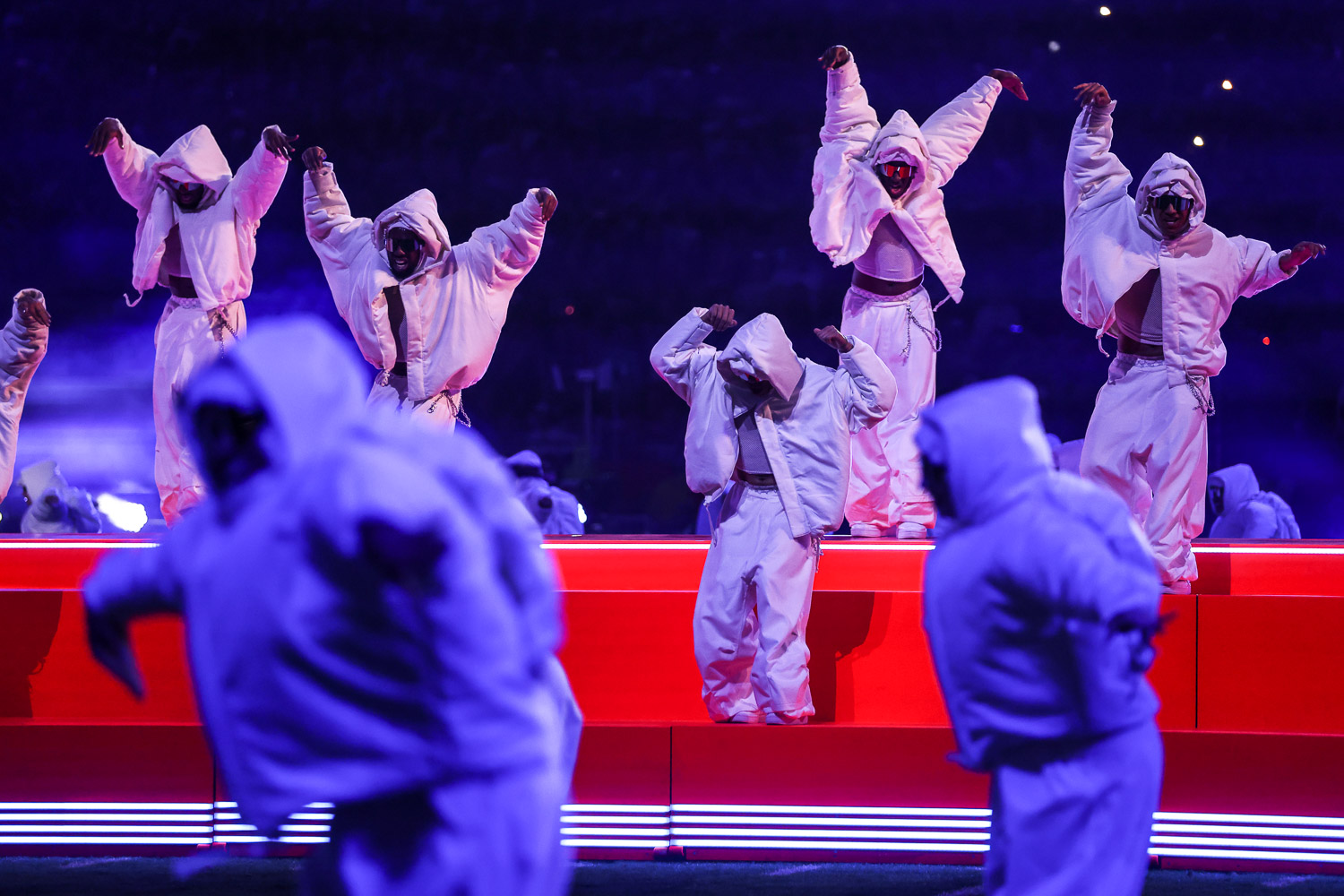 Rihanna performing during the Apple Music Super Bowl LVII Halftime Show at the NFL Super Bowl 57 football game between the Kansas City Chiefs and the Philadelphia Eagles, Sunday, Feb. 12, 2023, in Glendale, Arizona.