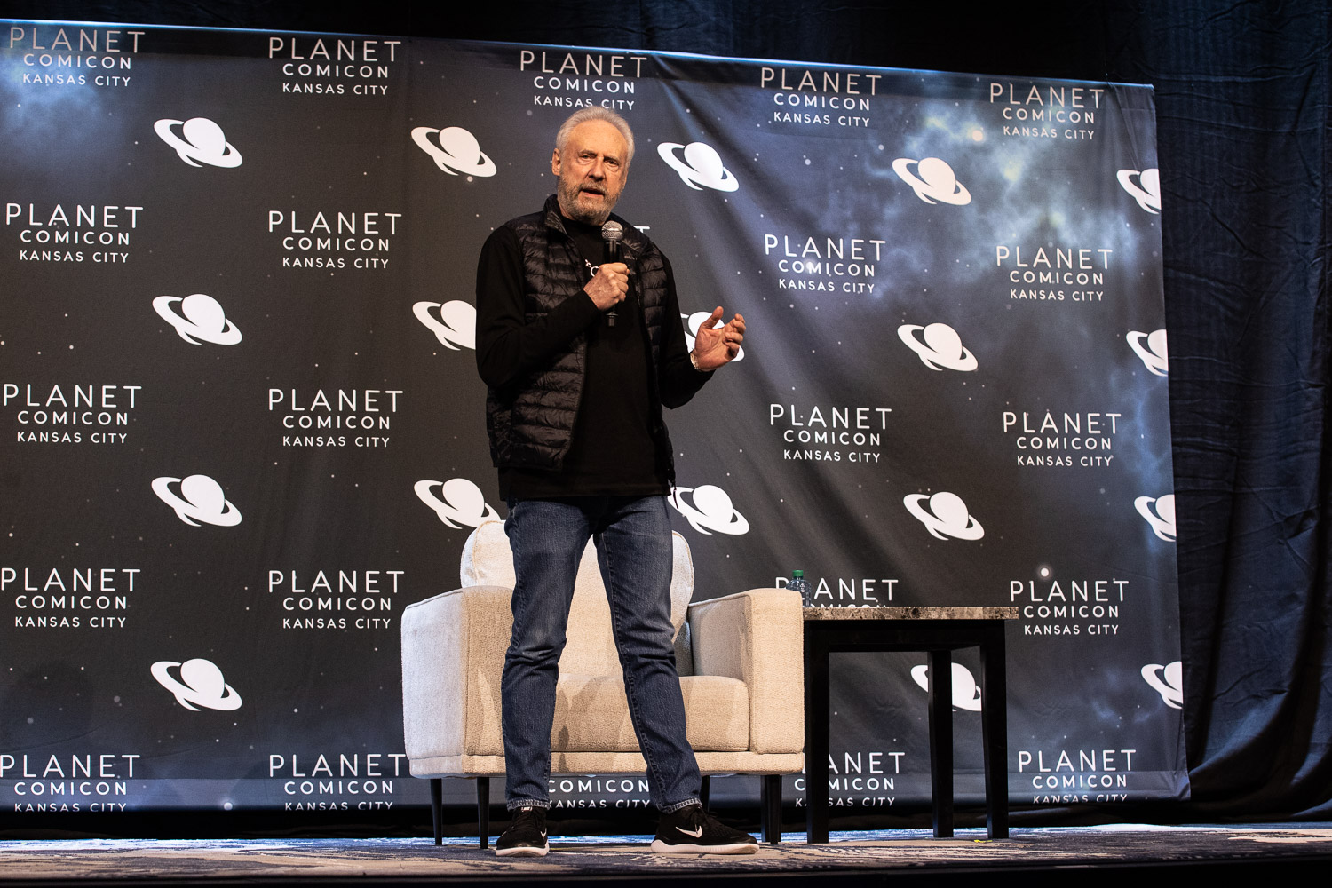 Brent Spiner during a panel on Friday at the 2023 Planet Comicon in Kansas City, Missouri on March 17, 2023.
