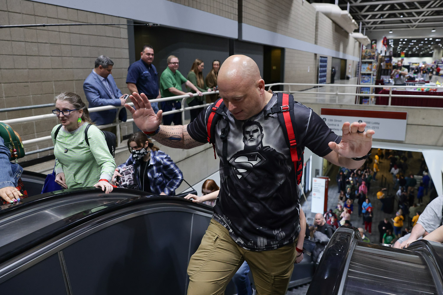 Guests arrive on Friday at the 2023 Planet Comicon in Kansas City, Missouri on March 17, 2023.