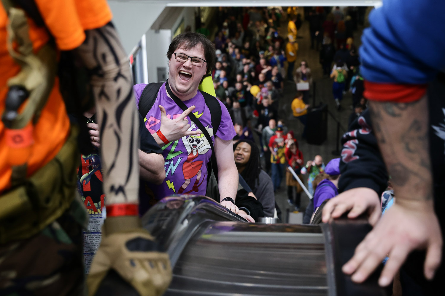 Guests arrive on Friday at the 2023 Planet Comicon in Kansas City, Missouri on March 17, 2023.