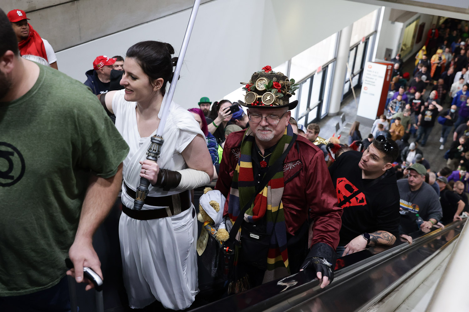Guests arrive on Friday at the 2023 Planet Comicon in Kansas City, Missouri on March 17, 2023.