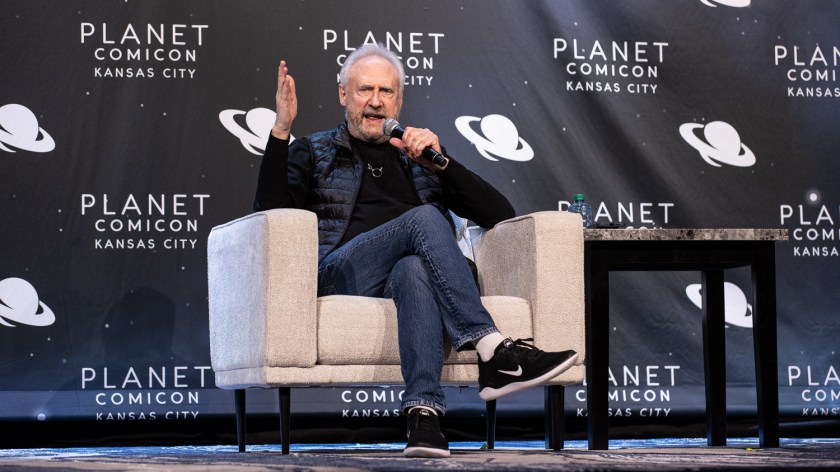 Brent Spiner during a panel on Friday at the 2023 Planet Comicon in Kansas City, Missouri on March 17, 2023.