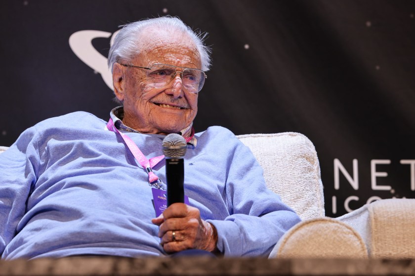 William Daniels during a panel on Friday at the 2023 Planet Comicon in Kansas City, Missouri on March 17, 2023.