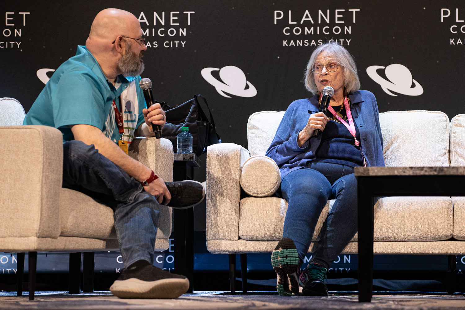 Bonnie Bartlett during a panel on Friday at the 2023 Planet Comicon in Kansas City, Missouri on March 17, 2023.
