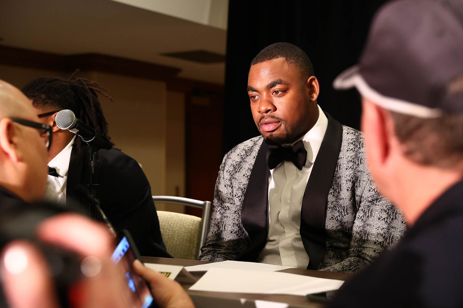 AFC Defensive Player of the Year award recipient Kansas City Chiefs defensive end Chris Jones during the 53rd annual 101 Awards press conference at The Westin Crown Center in Kansas City, Missouri on Saturday, February 25, 2023.