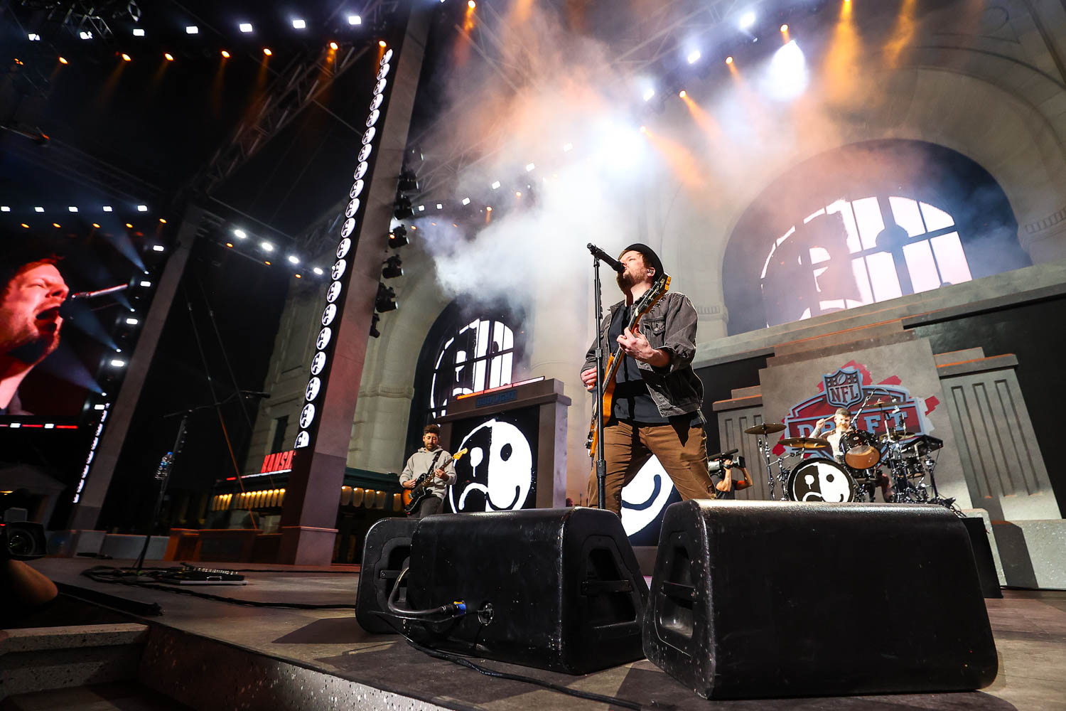 Fall Out Boy performing at the NFL Draft at Union Station in Kansas City, Missouri on April 27, 2023