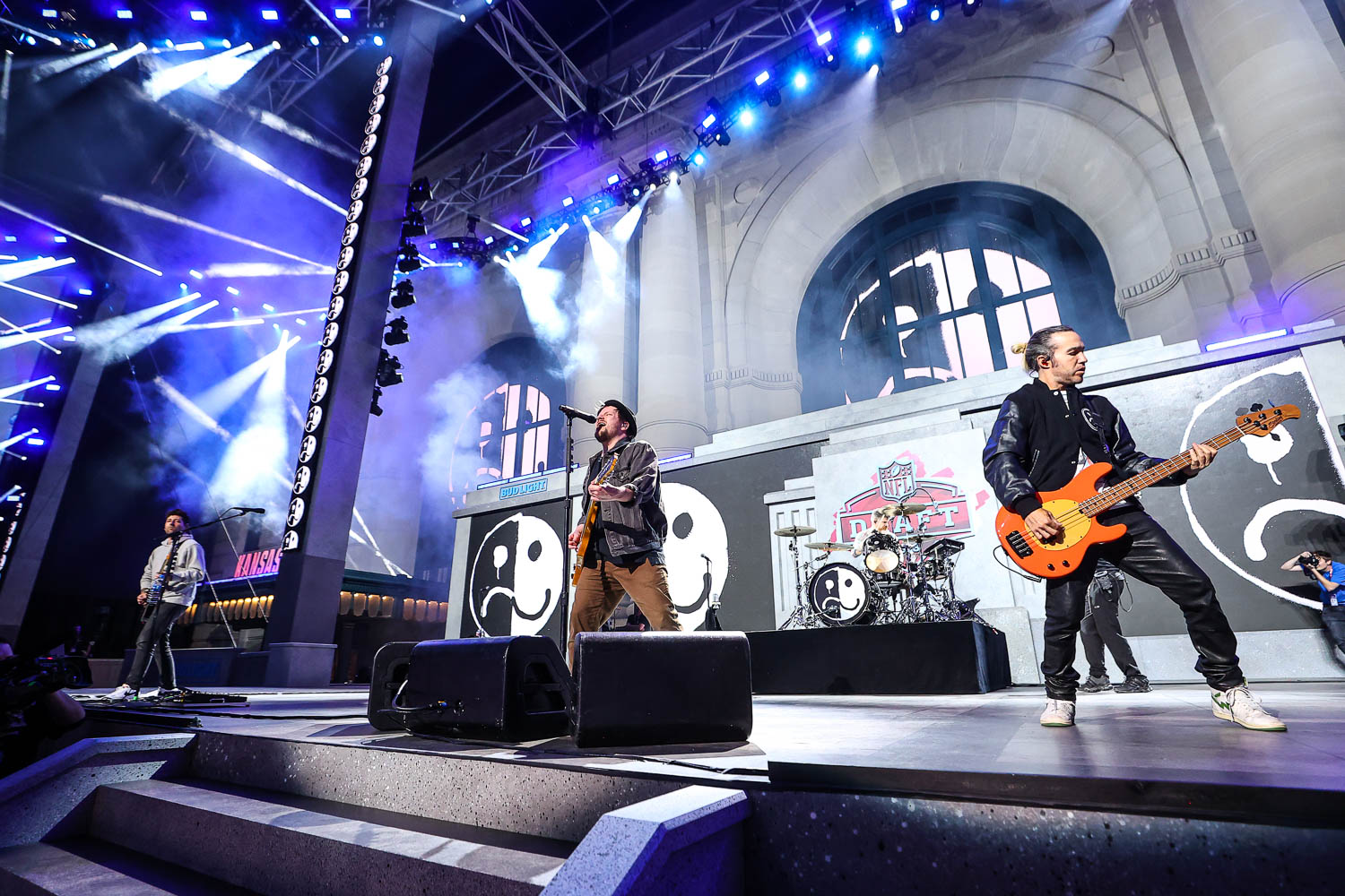 Fall Out Boy performing at the NFL Draft at Union Station in Kansas City, Missouri on April 27, 2023