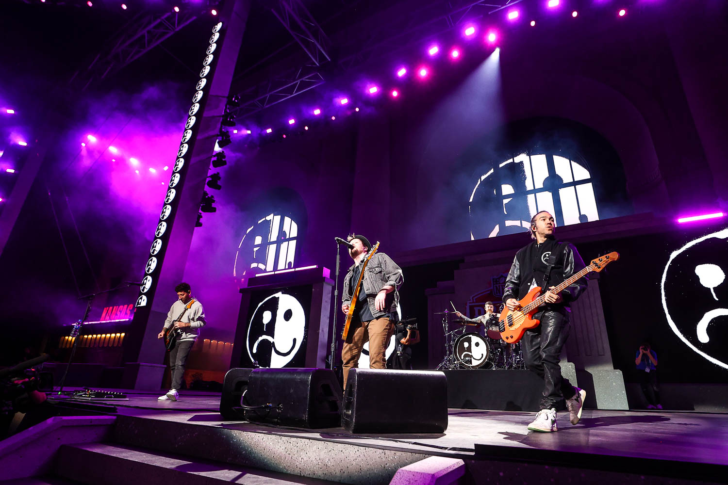 Fall Out Boy performing at the NFL Draft at Union Station in Kansas City, Missouri on April 27, 2023