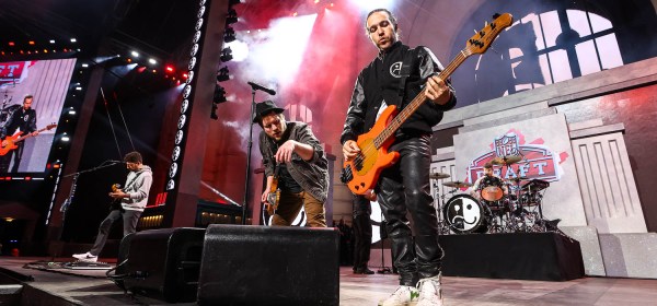 Fall Out Boy performing at the NFL Draft at Union Station in Kansas City, Missouri on April 27, 2023