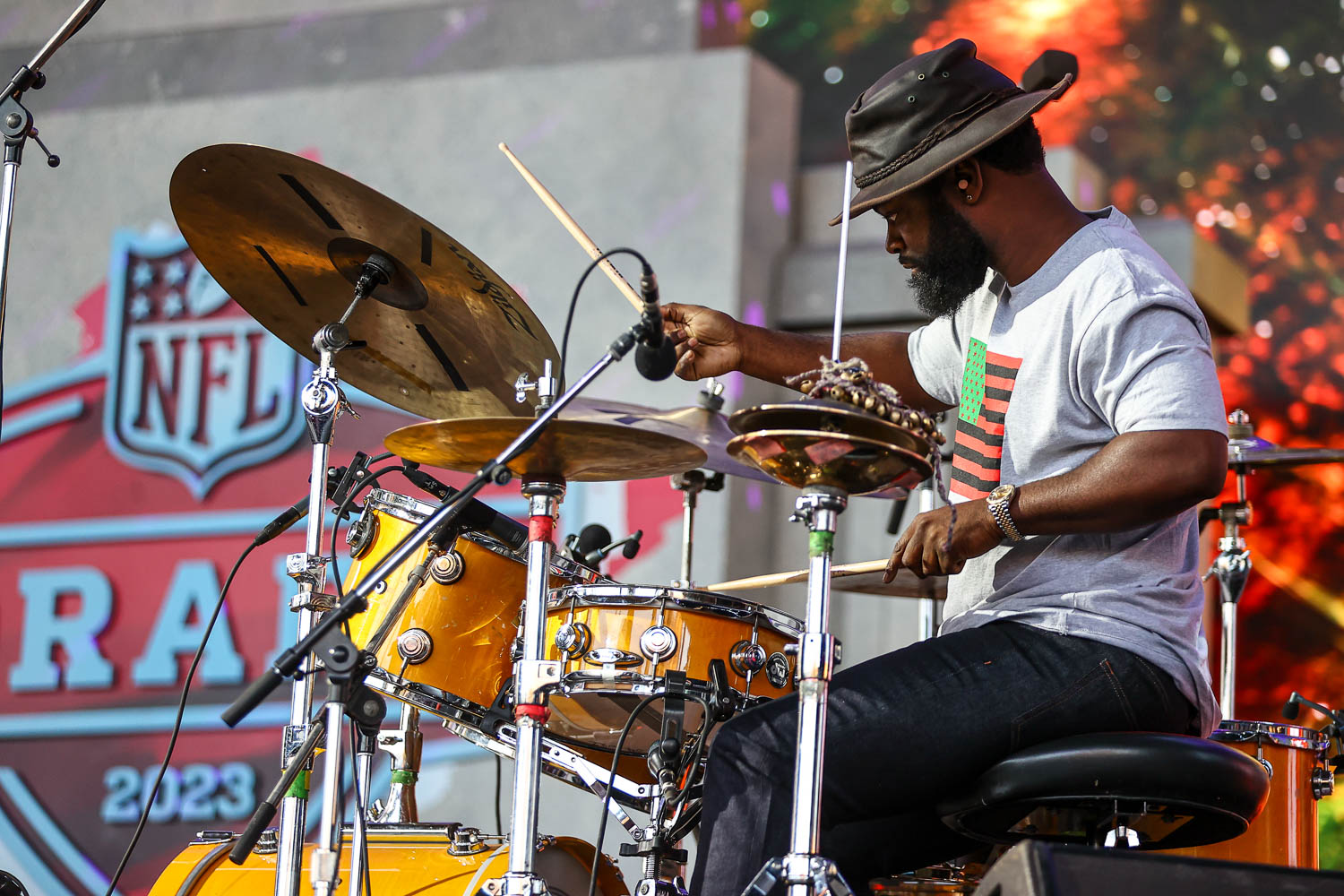 Thundercat performing at the NFL Draft at Union Station in Kansas City, Missouri on April 29, 2023