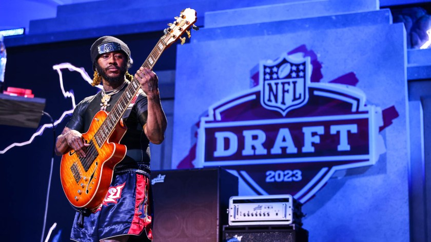 Thundercat performing at the NFL Draft at Union Station in Kansas City, Missouri on April 29, 2023