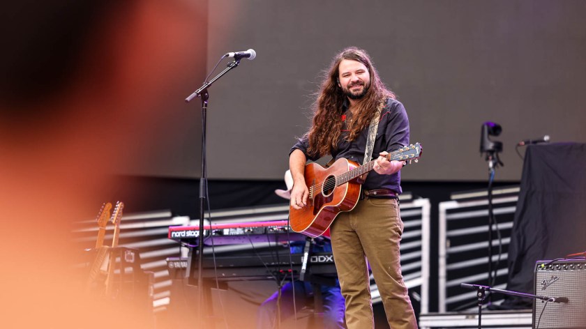 Brent Cobb performing at GEHA Field at Arrowhead Stadium in Kansas City, Missouri on June 10, 2023.
