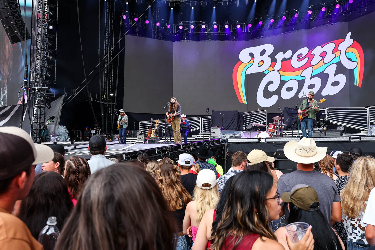Brent Cobb performing at GEHA Field at Arrowhead Stadium in Kansas City, Missouri on June 10, 2023.