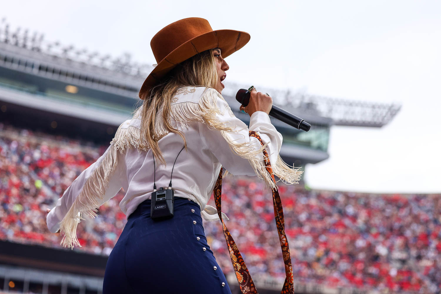 Lainey Wilson performing at GEHA Field at Arrowhead Stadium in Kansas City, Missouri on June 10, 2023.