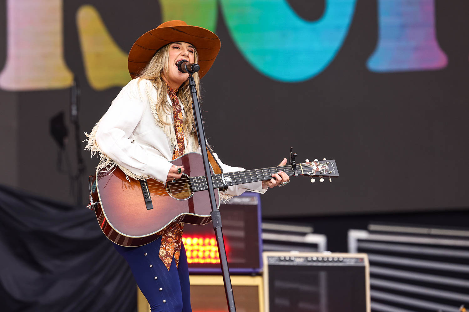 Lainey Wilson performing at GEHA Field at Arrowhead Stadium in Kansas City, Missouri on June 10, 2023.