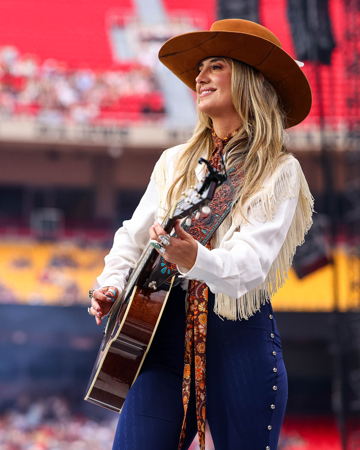 Lainey Wilson performing at GEHA Field at Arrowhead Stadium in Kansas City, Missouri on June 10, 2023.