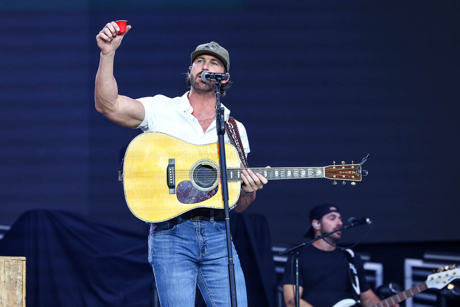 Riley Green performing at GEHA Field at Arrowhead Stadium in Kansas City, Missouri on June 10, 2023.