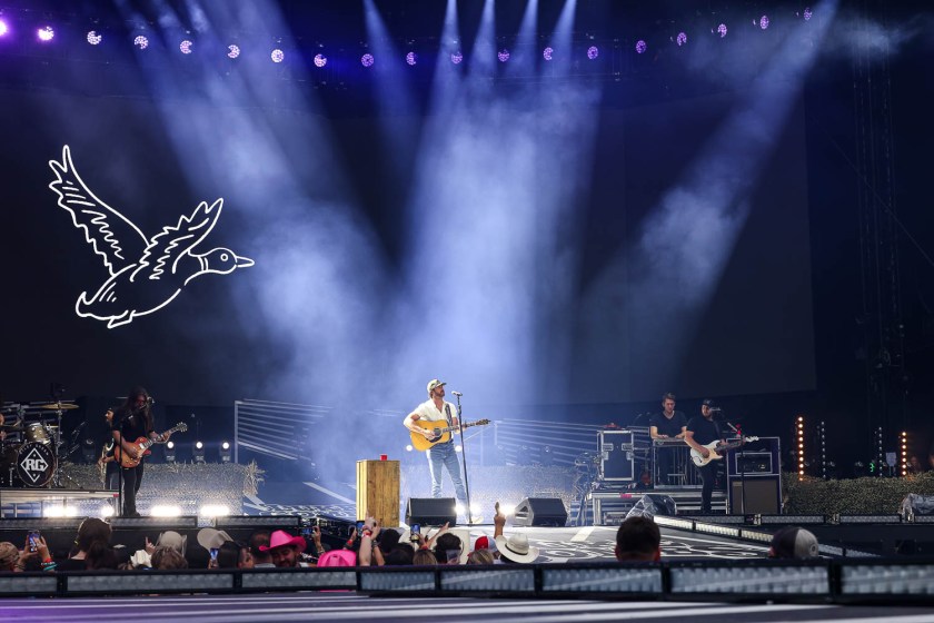 Riley Green performing at GEHA Field at Arrowhead Stadium in Kansas City, Missouri on June 10, 2023.