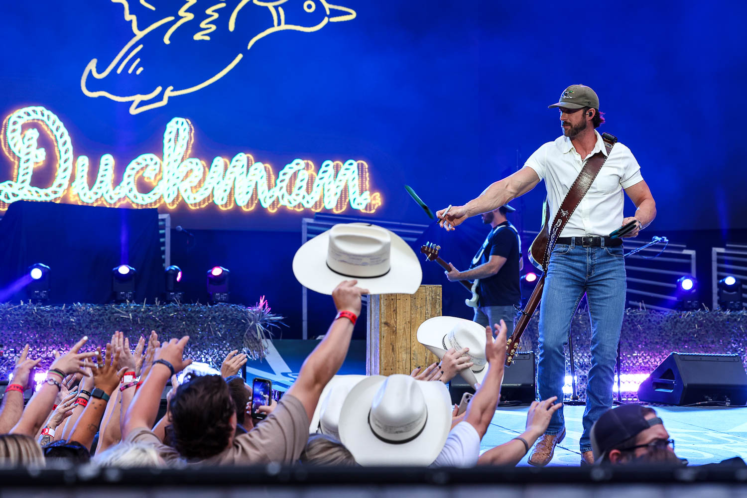 Riley Green performing at GEHA Field at Arrowhead Stadium in Kansas City, Missouri on June 10, 2023.