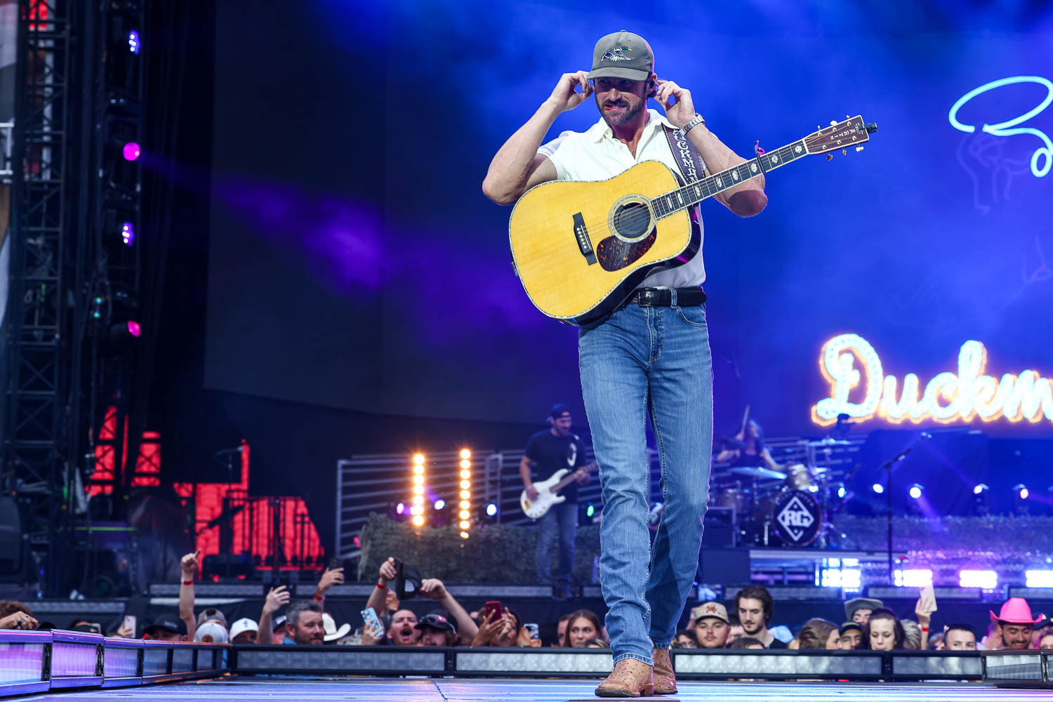 Riley Green performing at GEHA Field at Arrowhead Stadium in Kansas City, Missouri on June 10, 2023.