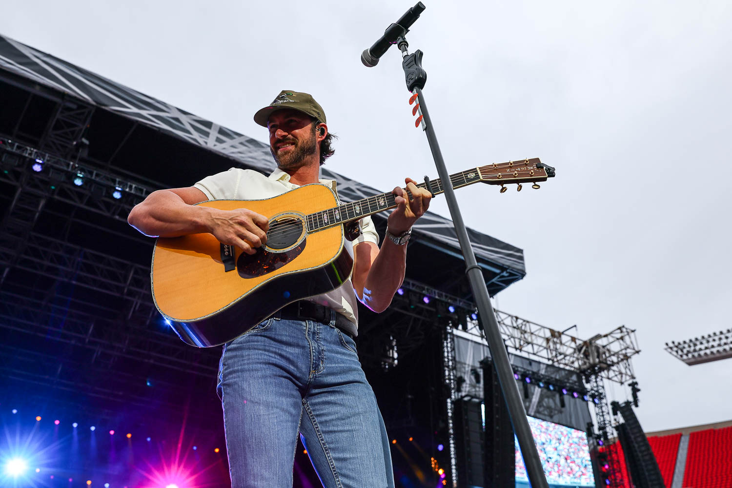 Riley Green performing at GEHA Field at Arrowhead Stadium in Kansas City, Missouri on June 10, 2023.